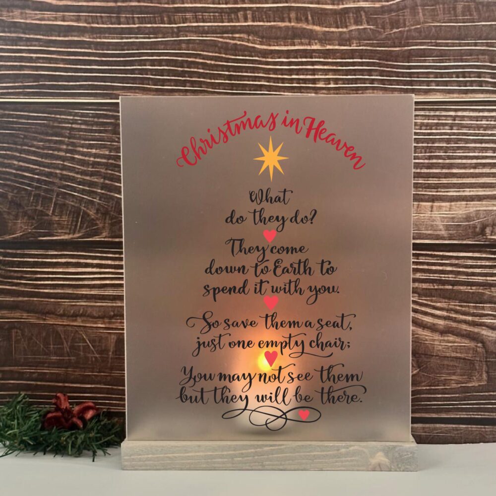 Christmas in Heaven, Memorial Sign, Sympathy Gift, Loss Of Loved One, Lighted Funeral Remembrance Candle