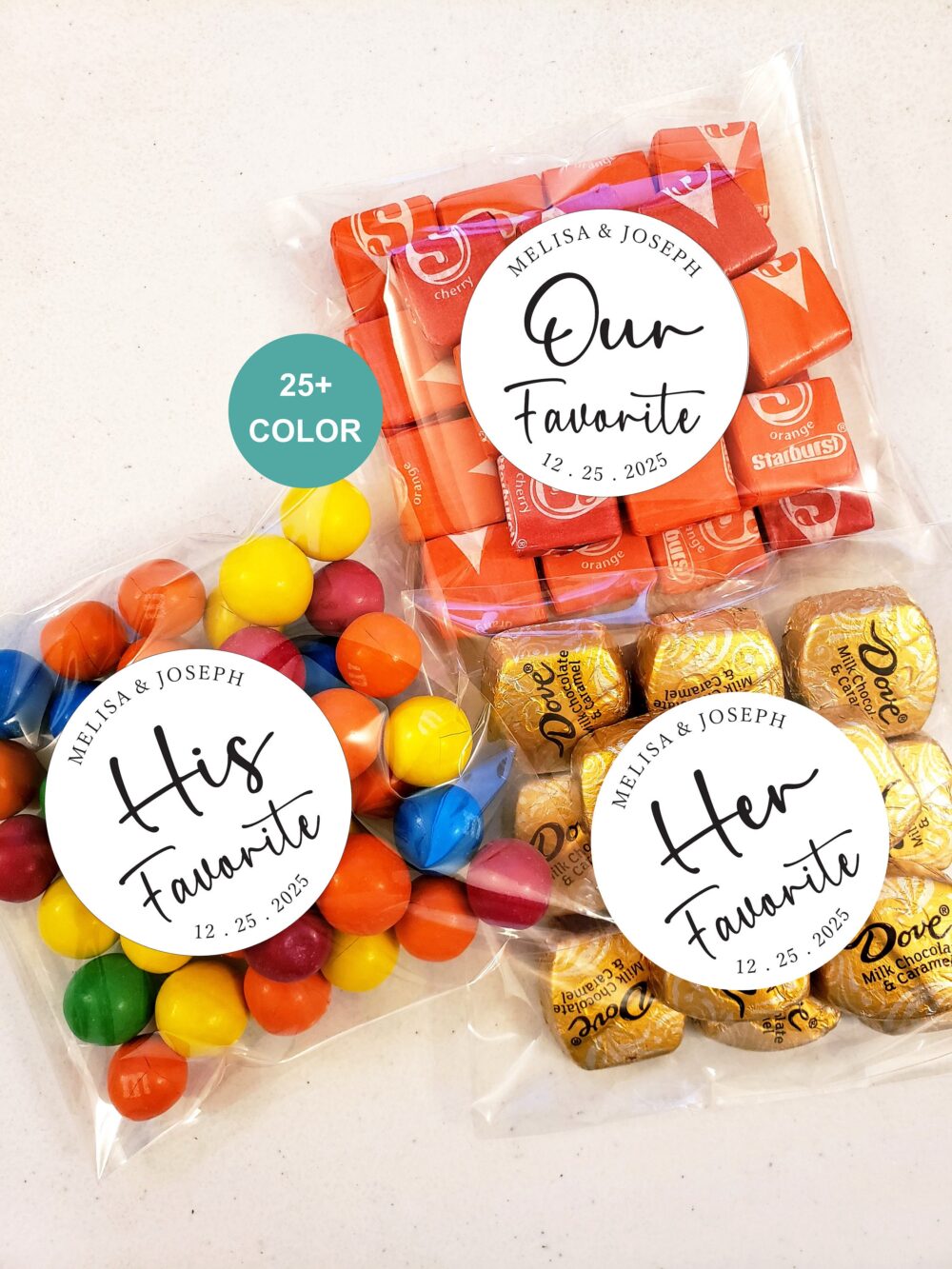 20 His Her Our Wedding Favors Stickers & Bags, Favorite Sticker, Favor Label, Favorite