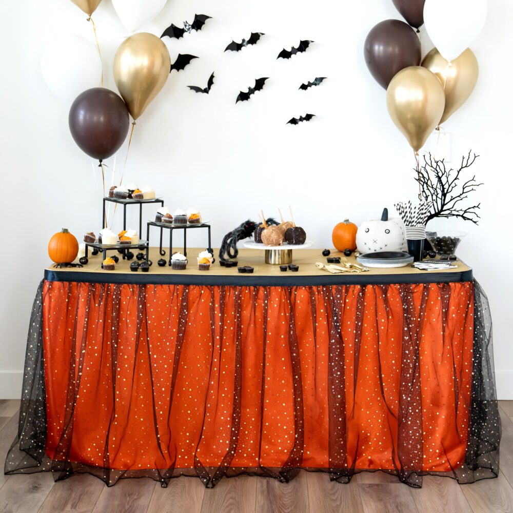 Orange Tulle Table Skirt Tutu Skirt. Party Decoration. Halloween Decorations Indoor, Decor, Wedding