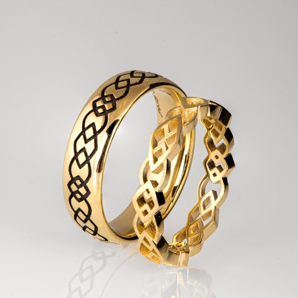 His & Hers Wedding Rings, Celtic Band Set
