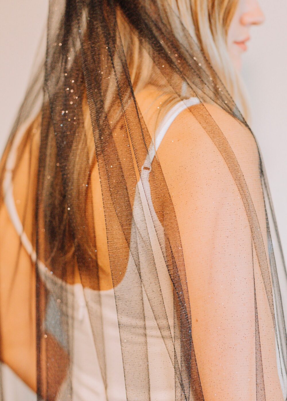 Black Wedding Veil, 72 Inch Wedding Veil, Glitter Cathedral Wedding, Halloween Goth