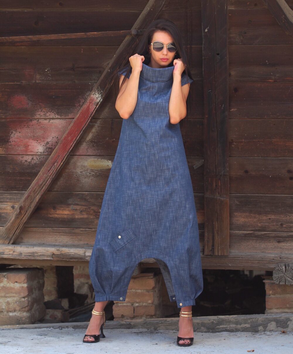 Women Maxi Summer Dress, Long Denim Dress, Denim Dress, Plus Size Dress, Extravagant Long Dress, Maxi Dress Women