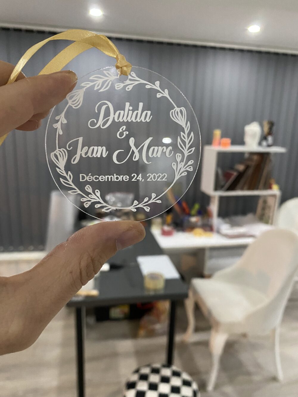 Acrylic Wedding Favors, Party Favor in Bulk, Gift For Guests With Ribbon, Personalized Gift, Coaster