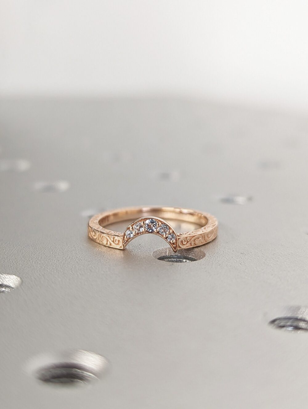14K Gold Blue Topaz Filigree Band Rose Vintage Stackable Wedding Simple & Dainty Sky Promise Ring, Tiny Ring