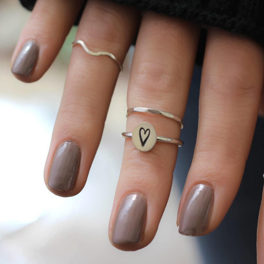 Infinity Heart Ring, Stacking Hammered, Sterling Silver Anniversary Love Sweetheart Ring