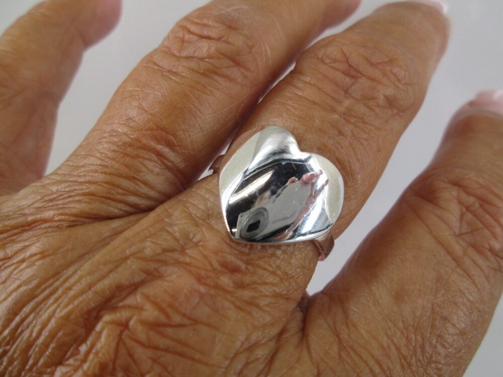 Large Sterling Heart Ring>Polished 925 Silver Heart Ring, 925 Ring, Large Ring, Silver Ring, Heart Jewelry, 925 Ring