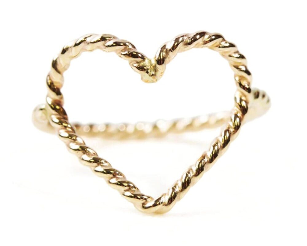 Heart Ring/Twist Simple Open Christmas Gift/ Outline Silver Gold