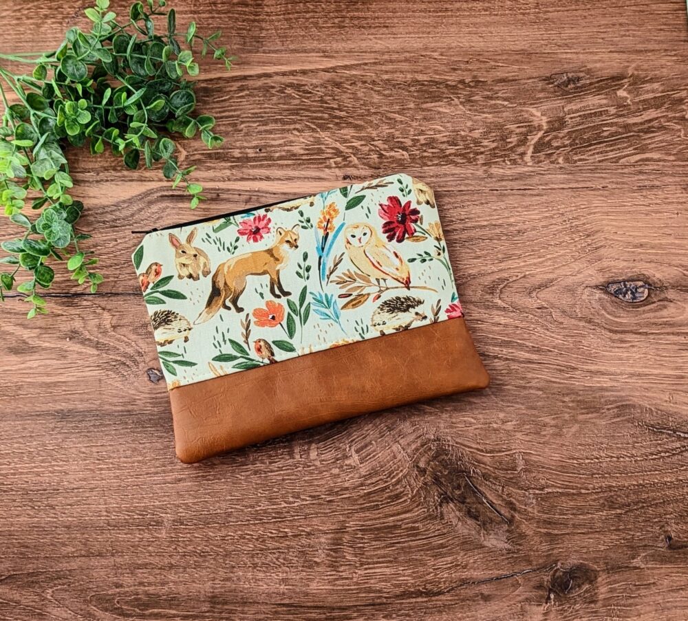 Forest Animal Makeup Bag Cosmetic Bag & Travel Pouch, Vegan Leather