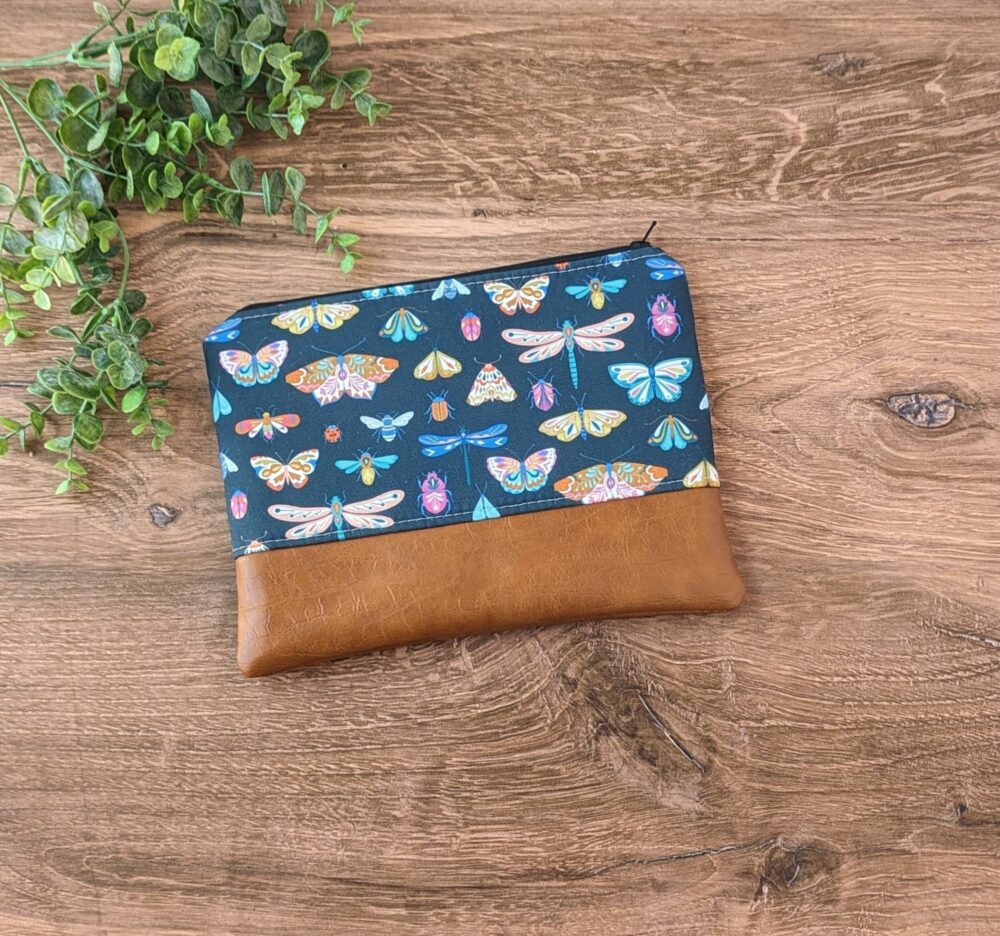 Insect Makeup Bag Cosmetic Bag & Travel Pouch, Vegan Leather
