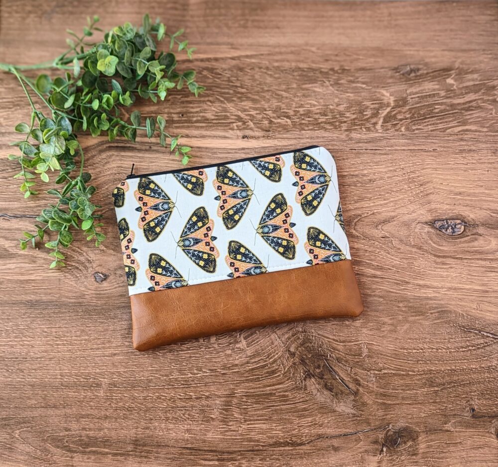 Cicada Moth Makeup Bag Insect Cosmetic Bag & Travel Pouch, Vegan Leather