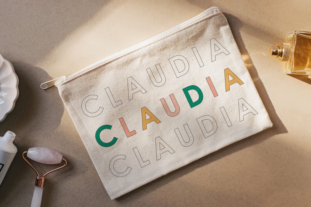 Custom Name Canvas Makeup Bag - Personalized Gift For Bridesmaids, Mom, Or Urban Women | Perfect Weddings, Birthdays Gift, Everyday Use