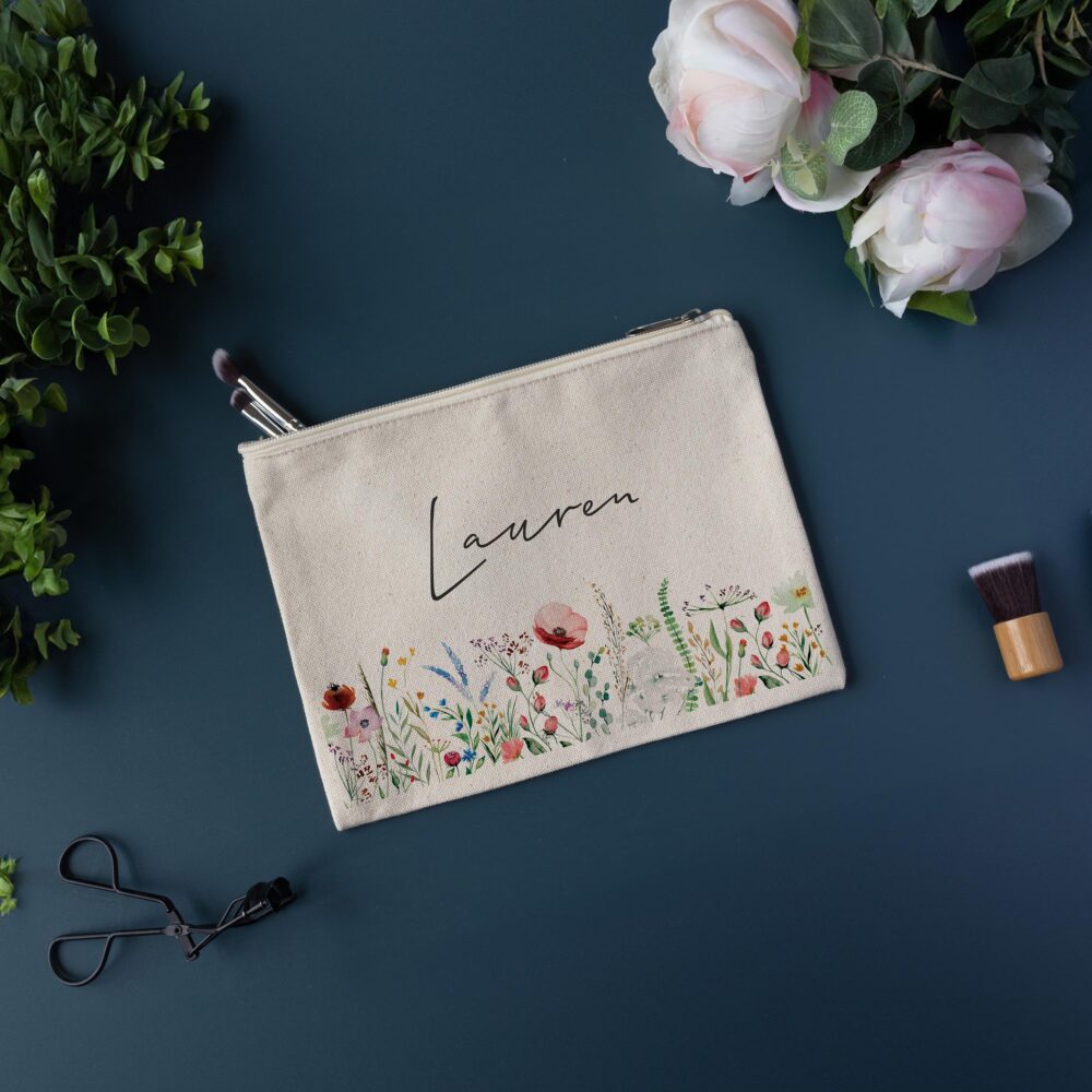 Custom Name Canvas Makeup Bag - Personalized Gift For Bridesmaids, Mom, Or Urban Women | Perfect Weddings, Birthdays Gift, Everyday Use