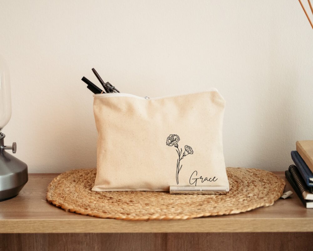 Custom Name Canvas Makeup Bag - Personalized Gift For Bridesmaids, Mom, Or Urban Women | Perfect Weddings, Birthdays Gift, Everyday Use