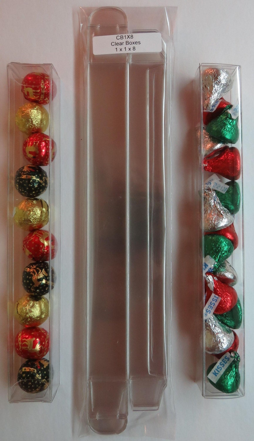 Cb1x8 - Qty. Of 50 Crystal Clear Treat Boxes 1"x1"x8" Gumballs, M&m, Party Favors, Wedding