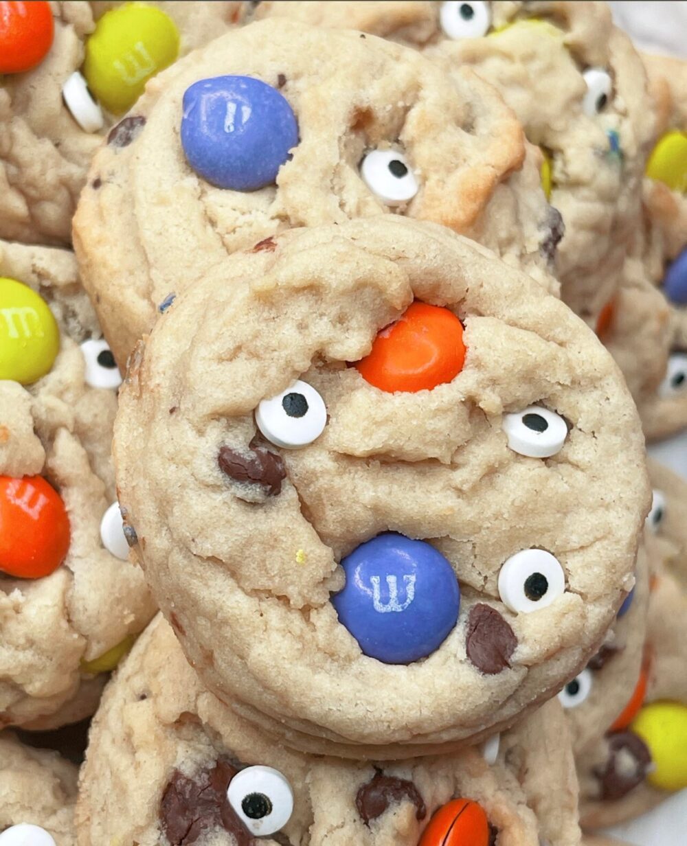 M&m Chocolate Chip Cookies W/Eyeballs Homemade Cookie Pack | For Fall, Halloween, Autumn, Celebration & Parties