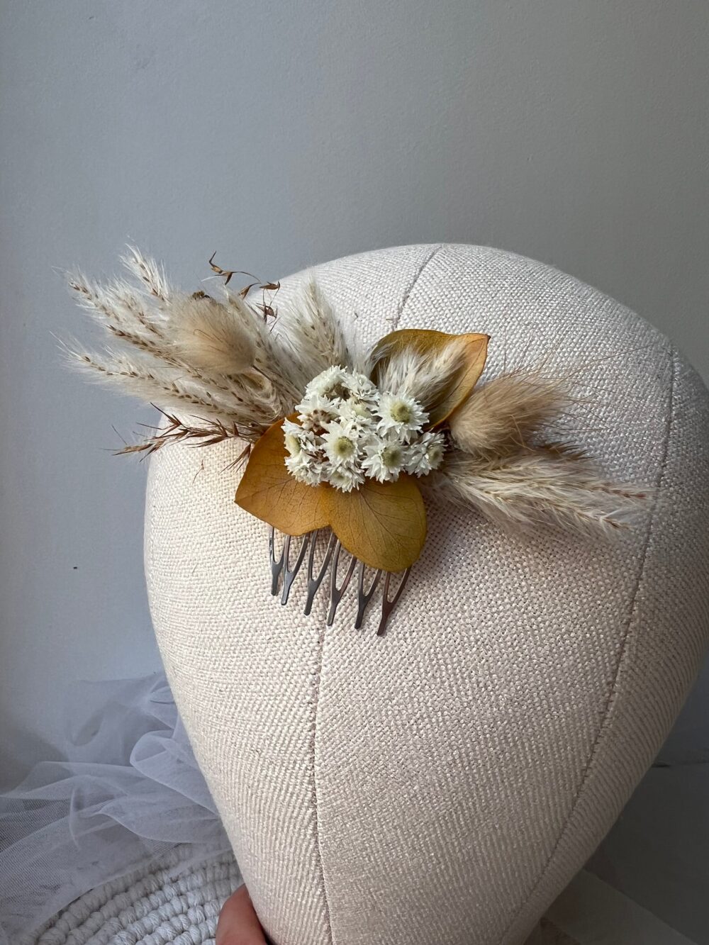Boho Wedding Headpiece Gypsophila Hair Piece Dried Flower Accessory Rustic Floral Dried Comb Bridal