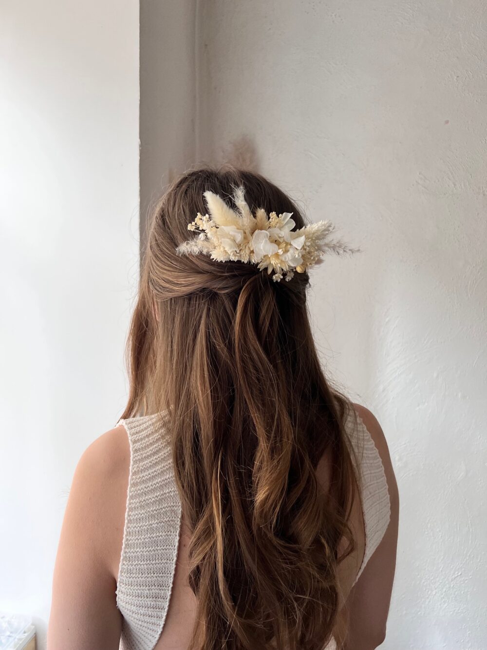 Boho Wedding Headpiece Pampas Grass Hair Piece Dried Flower Accessory Rustic Floral Dried Comb Bridal