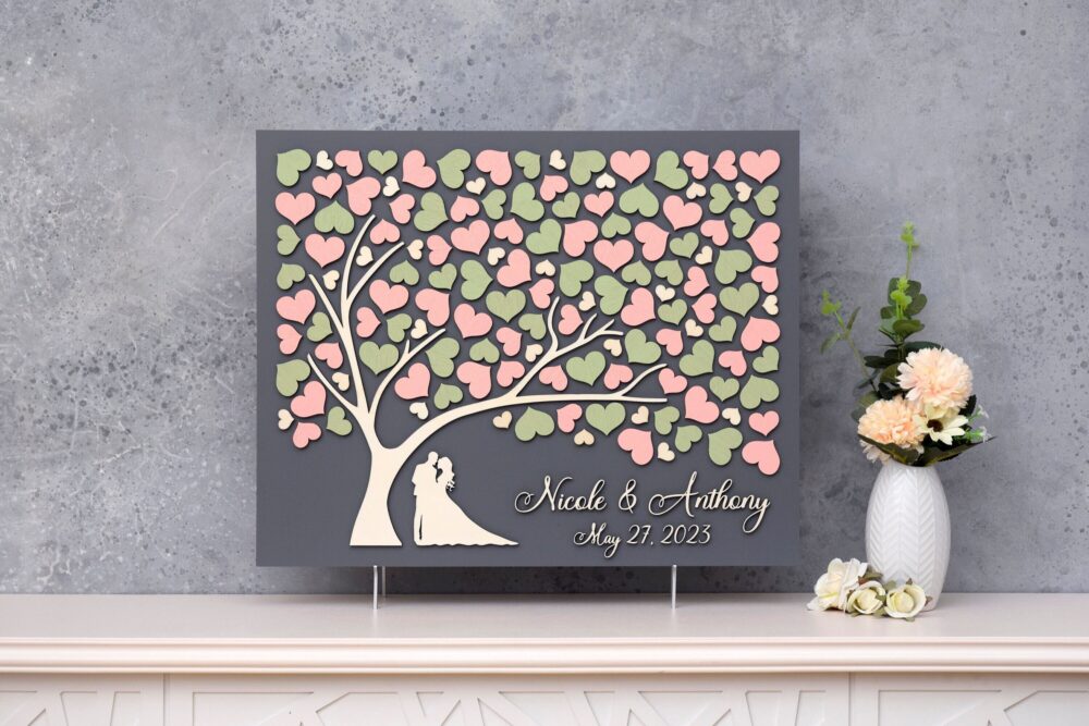 Wedding Guest Book Custom Alternative Tree Rustic Guestbook Hearts Garden Of Life