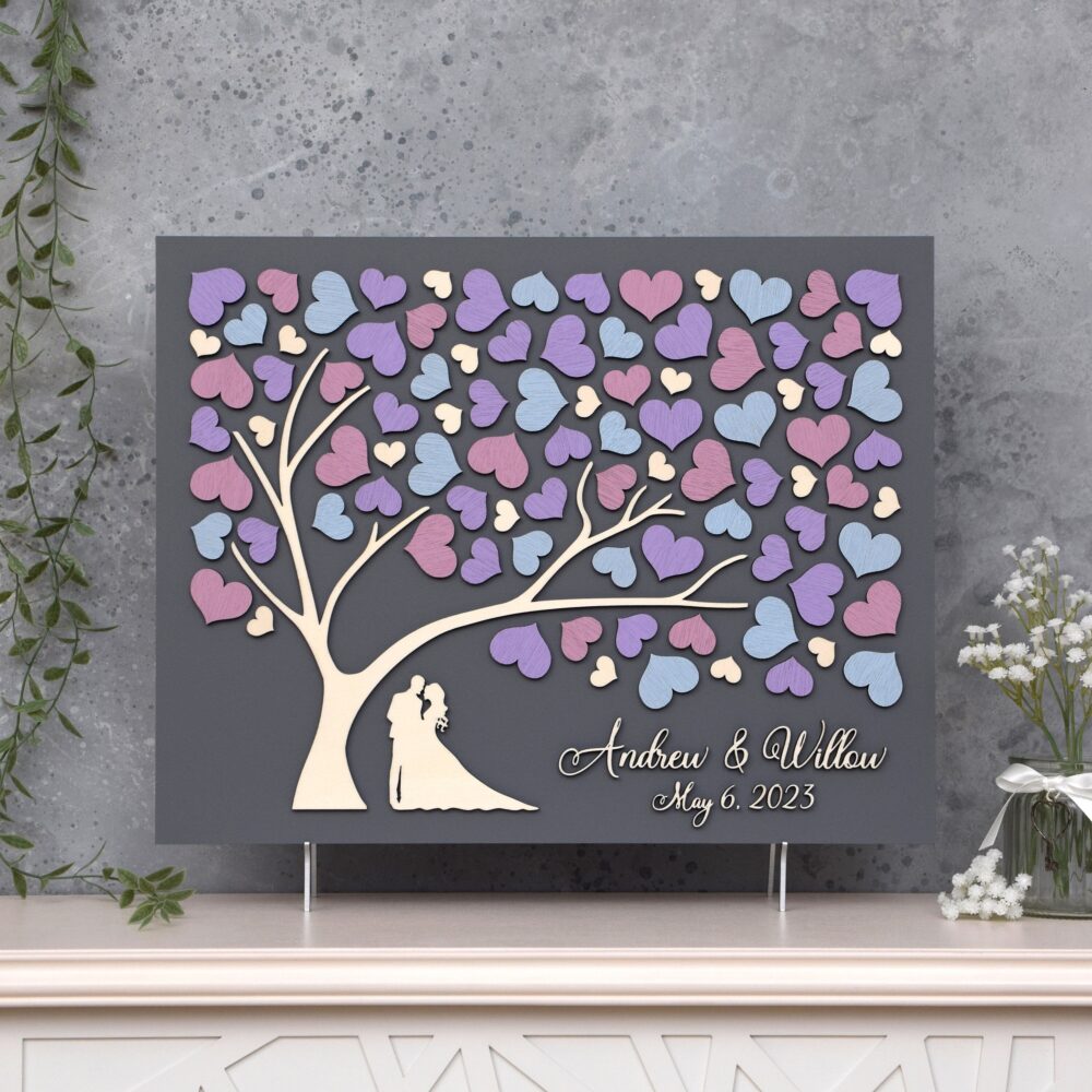 Guest Book Alternative Tree 3D Love Tree Wedding Guest Custom Unique Guestbook Hearts Leaves Rustic Wedding Tree Of Life Gift