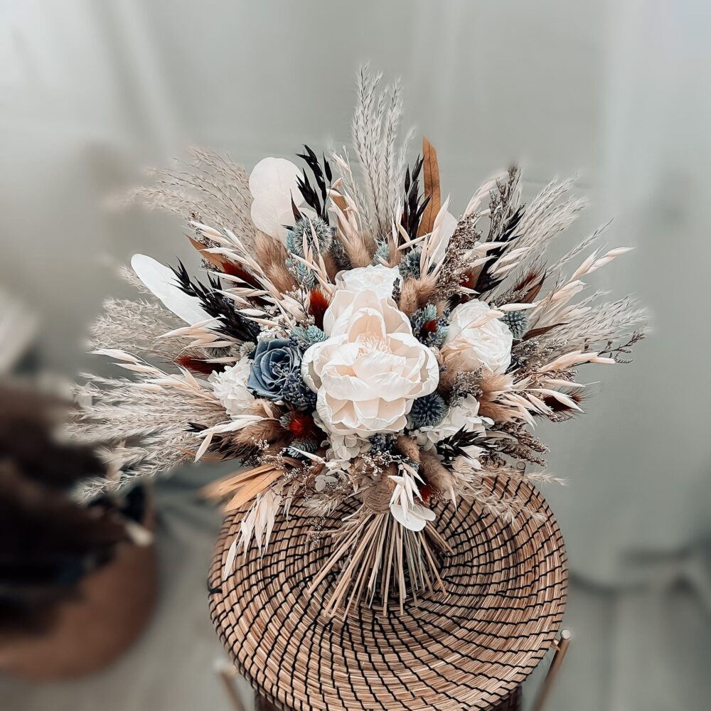 Boho Bouquet, Bridal Fall Wedding, Rustic Wedding Custom Dried Flower Boutonniere