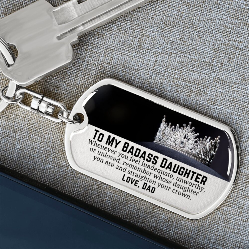 Personalized Keychain Gift For Daughter From Dad, To My Badass Keychain, Father Dad Keyring