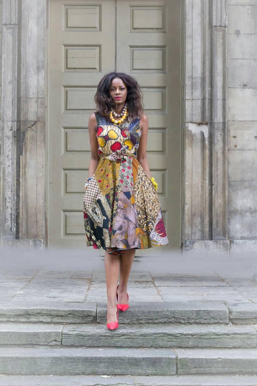 African Wrap Dress Brown Red Or Green Print Sosome Wrap Ankara Dresses Latest Women's Clothing