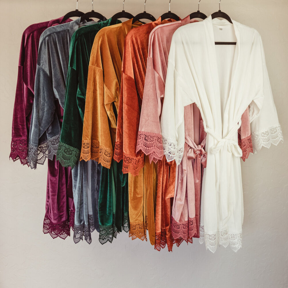 Velvet Bridesmaid Robe Wedding Gift For Bride Engagement Or Bridal Shower Present Proposal White Party With Lace