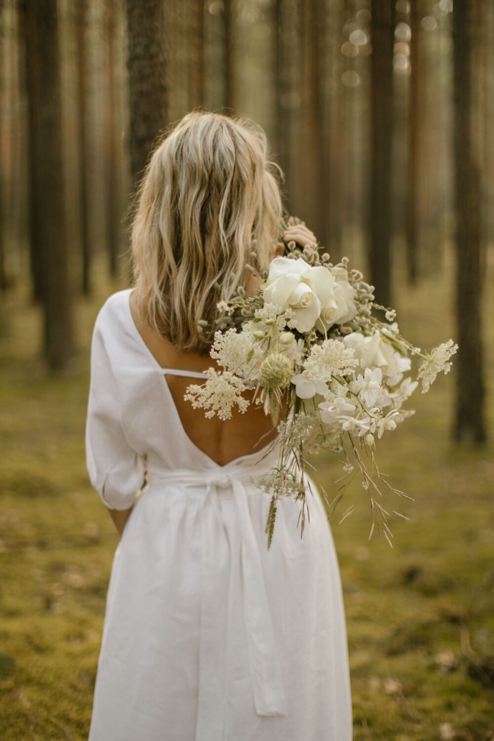 Linen Wedding Dress, Simple Rustic Tailored Handcrafted Bridal Boho Bohemian Dress