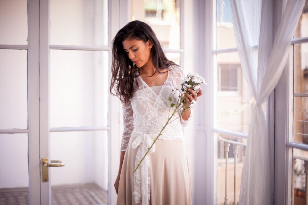 Lace Wedding Dress With Sleeves, Bohemian Dress, White Lace Champagne Bridal Gown, Marriage, Weddings