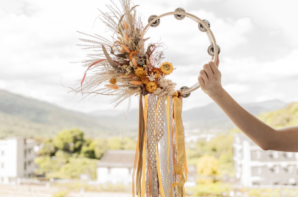 Alternative Wedding Bouquet Tambourine/ Flower Girl Accessories/ Boho Decor/ Bridesmaid Bouquet/ Wedding Favor