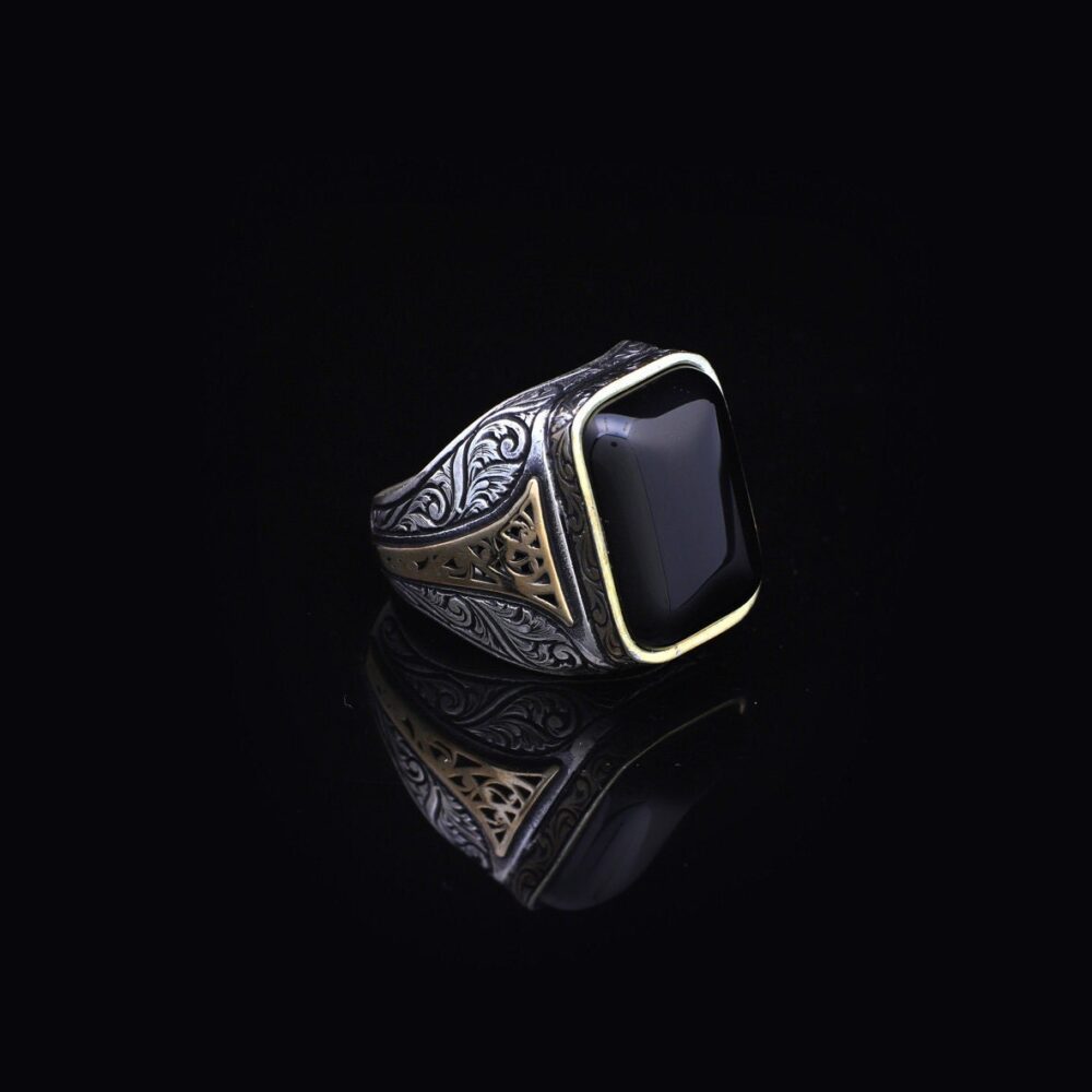 Black Onyx Men's Ring, Onyx, Sterling Silver, Oxidized Silver Ring, Gift For Him