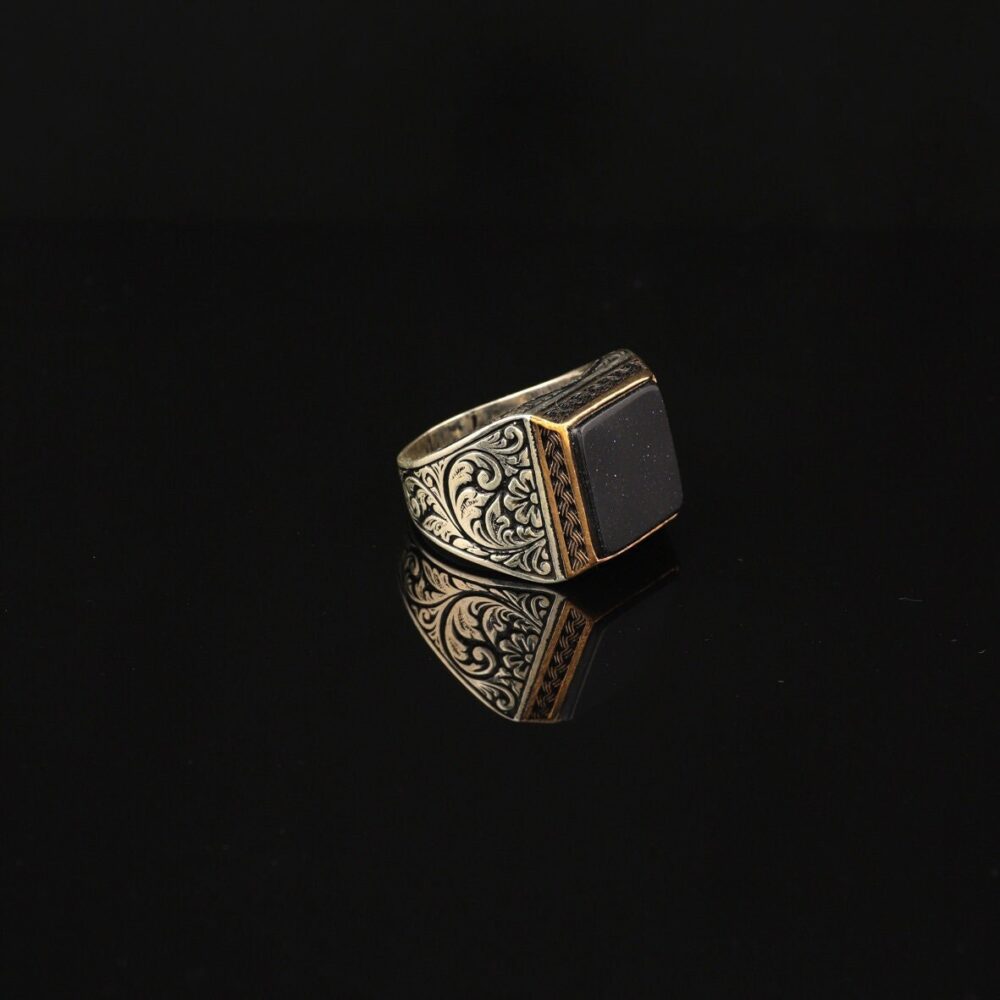 Black Onyx Men's Ring, Onyx, Signet Men Shiny Ring, Sterling Silver, Gift For Him