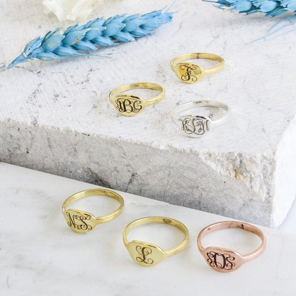 14K Solid Gold Signet Ring-Tiny Ring-Personalized Jewelry-Monogram Jewelry-Gifts For Her-Gold Ring-Monogram Ring-Signet Ring