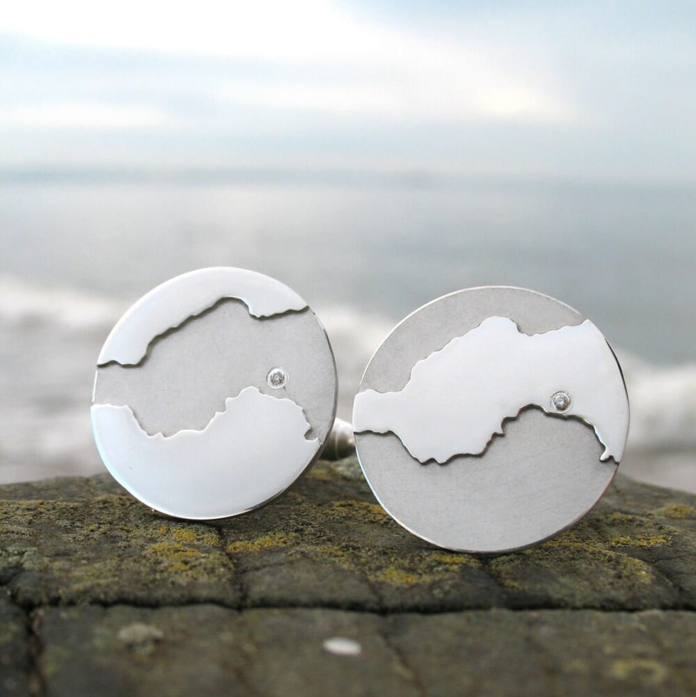 Diamond Coastline Cufflinks | Personalised Map Jewellery Vintage