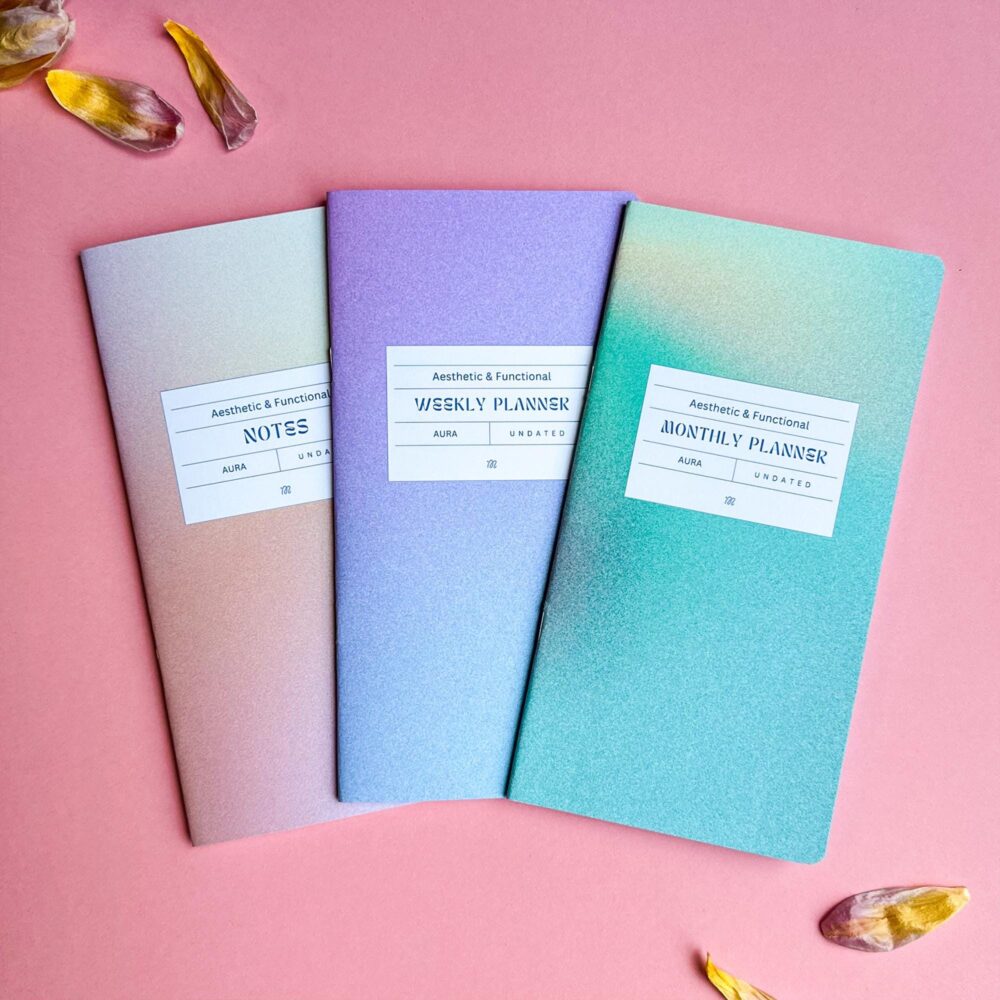 Set Of 3 Travelers Notebook Insert Weekly, Monthly & Notes Planner - Standard Size 110x210mm | 4.33 × 8.25 In