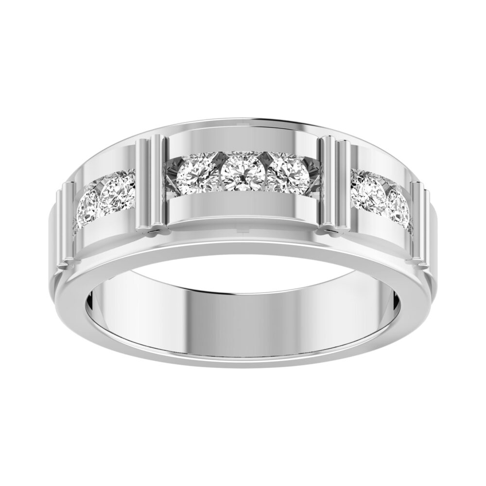 Archman® 0.50 Cttw Lab-Grown Diamond Men's Wedding Band, Round Cut in 10K & 14K Gold, Cobalt Band Ring By