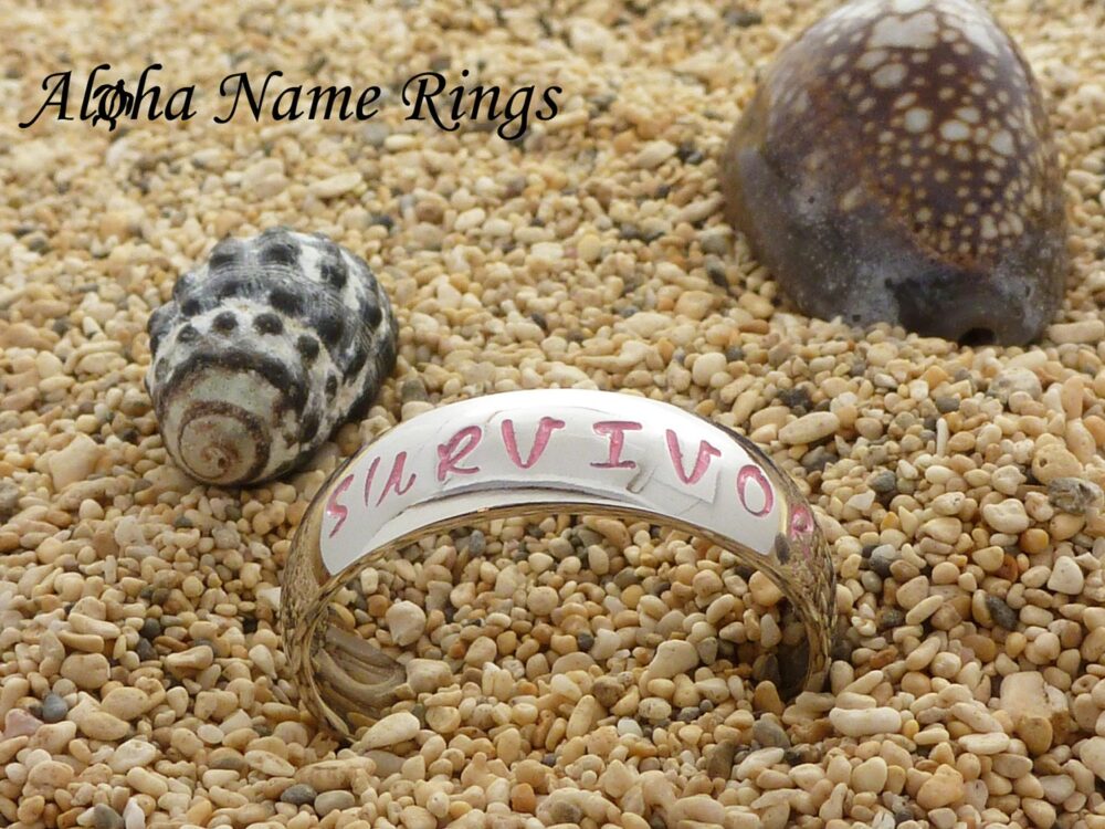 Personalized Hand Stamped "Survivor" Stainless Steel Ring Cancer Survivor Awareness Band 6mm Anr-R001