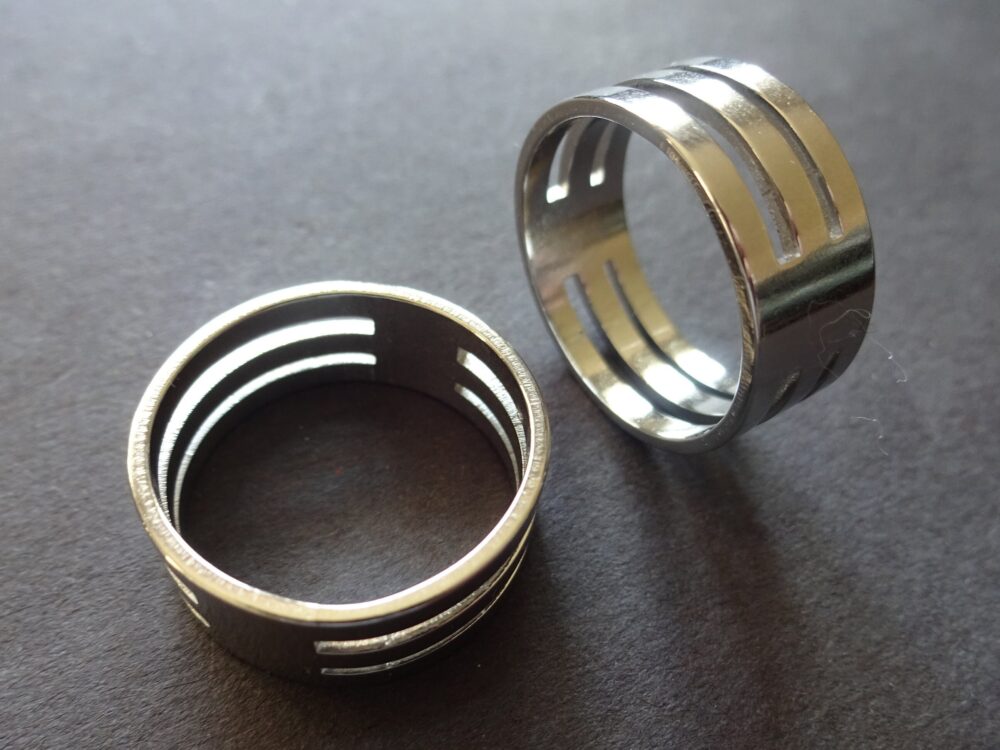 Cut Out Stainless Steel Ring, Silver Color, Sizes 7-11, Shiny Finish, Men's Unisex Jewelry, Modern Jewelry Band, Cutout Design
