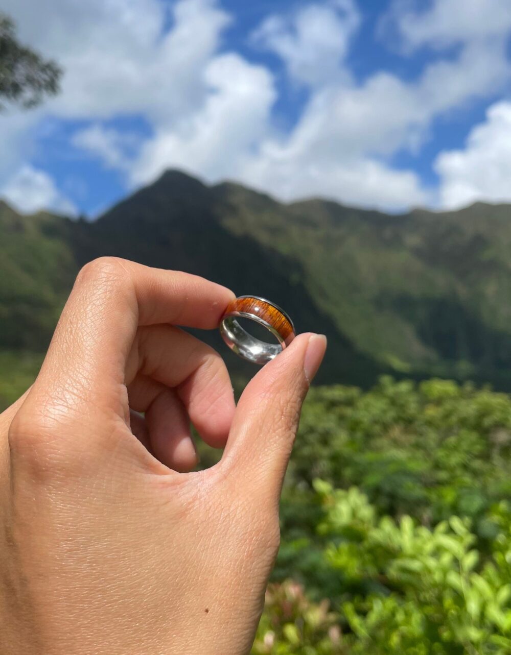 Koa Wood Stainless Steel Ring -, Minimalist, Tarnish-Resistant Men's Band, Perfect Gift For Him