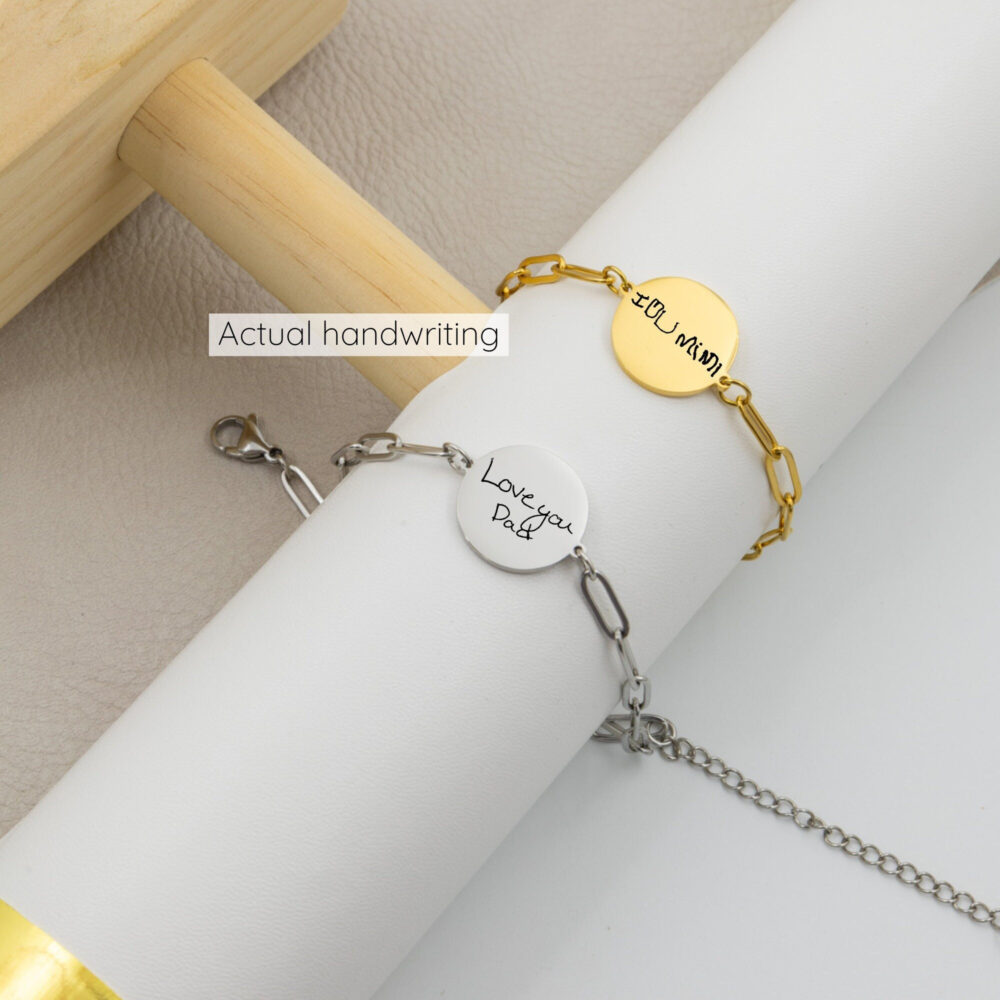 Custom Handwriting Bracelet Engraved Signature Bracelet, Personalized Jewelry For Women, Memorial Jewelry, Actual Handwriting