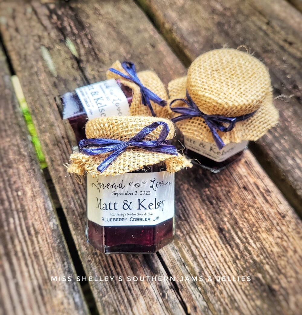 150 | 2Oz Jar Rustic Jam Wedding Favor, Burlap Fall Favors, Bridal Shower Edible Micro Favor