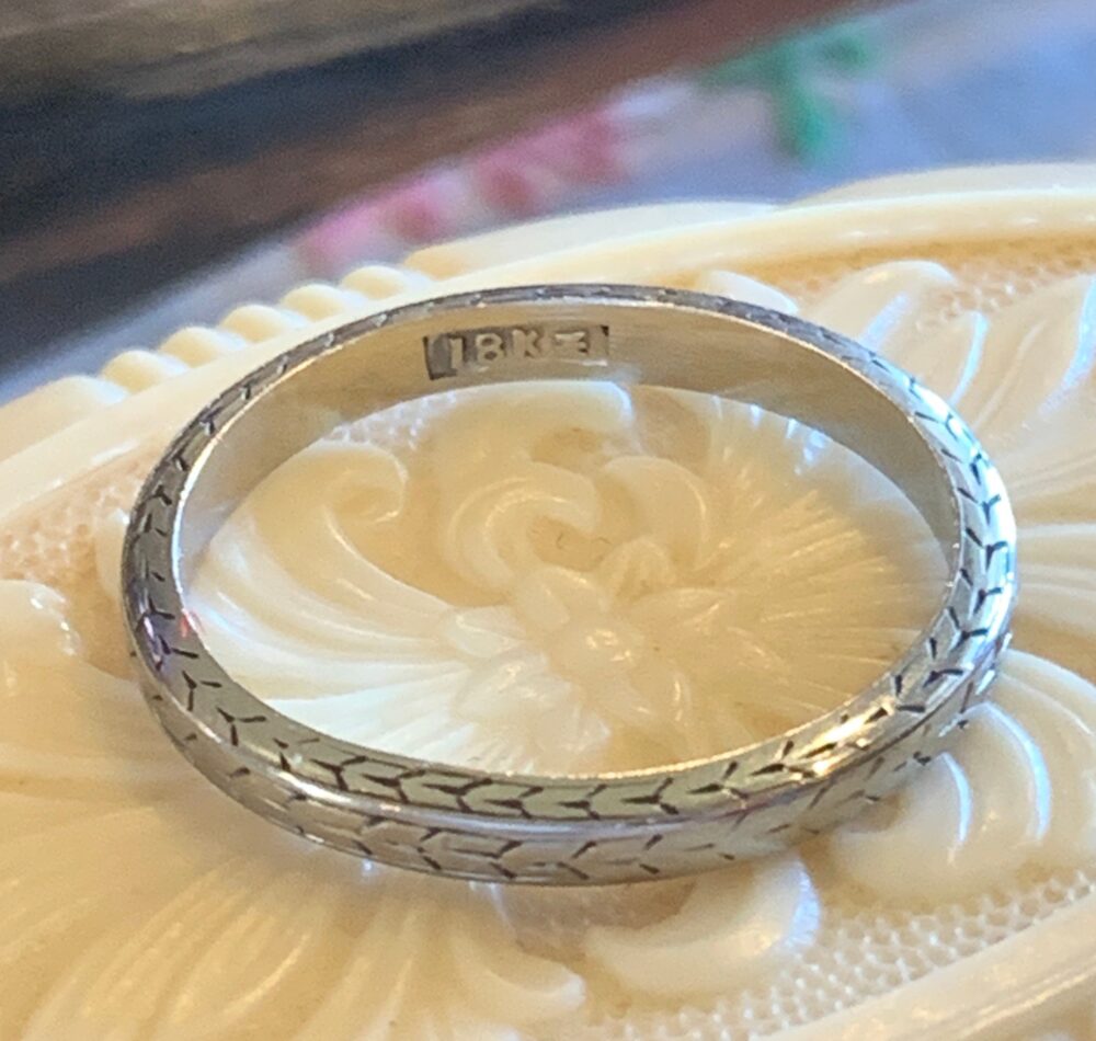 18K White Gold Patterned Wedding, Anniversary, Or Stacking Band Ring, J.r. Wood & Sons 18K White Eternity Serpent Band, Sz 5
