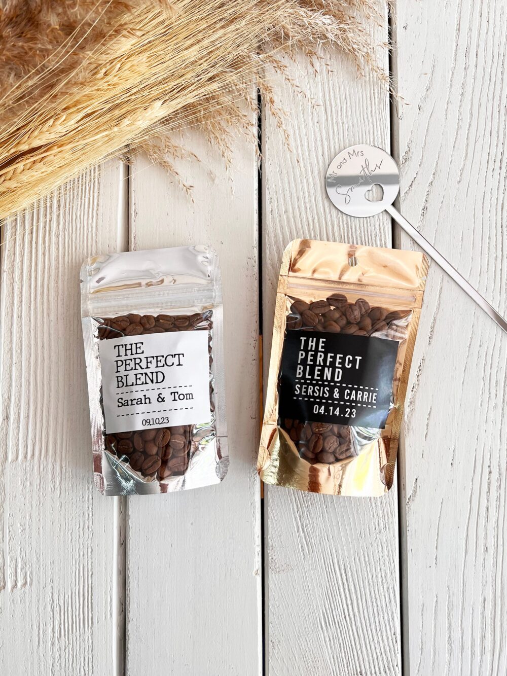 200 Pcs The Perfect Blend Coffee Wedding Favor Bags, Bridal Shower Favors, Favor, Resealable Pouch, Personalized