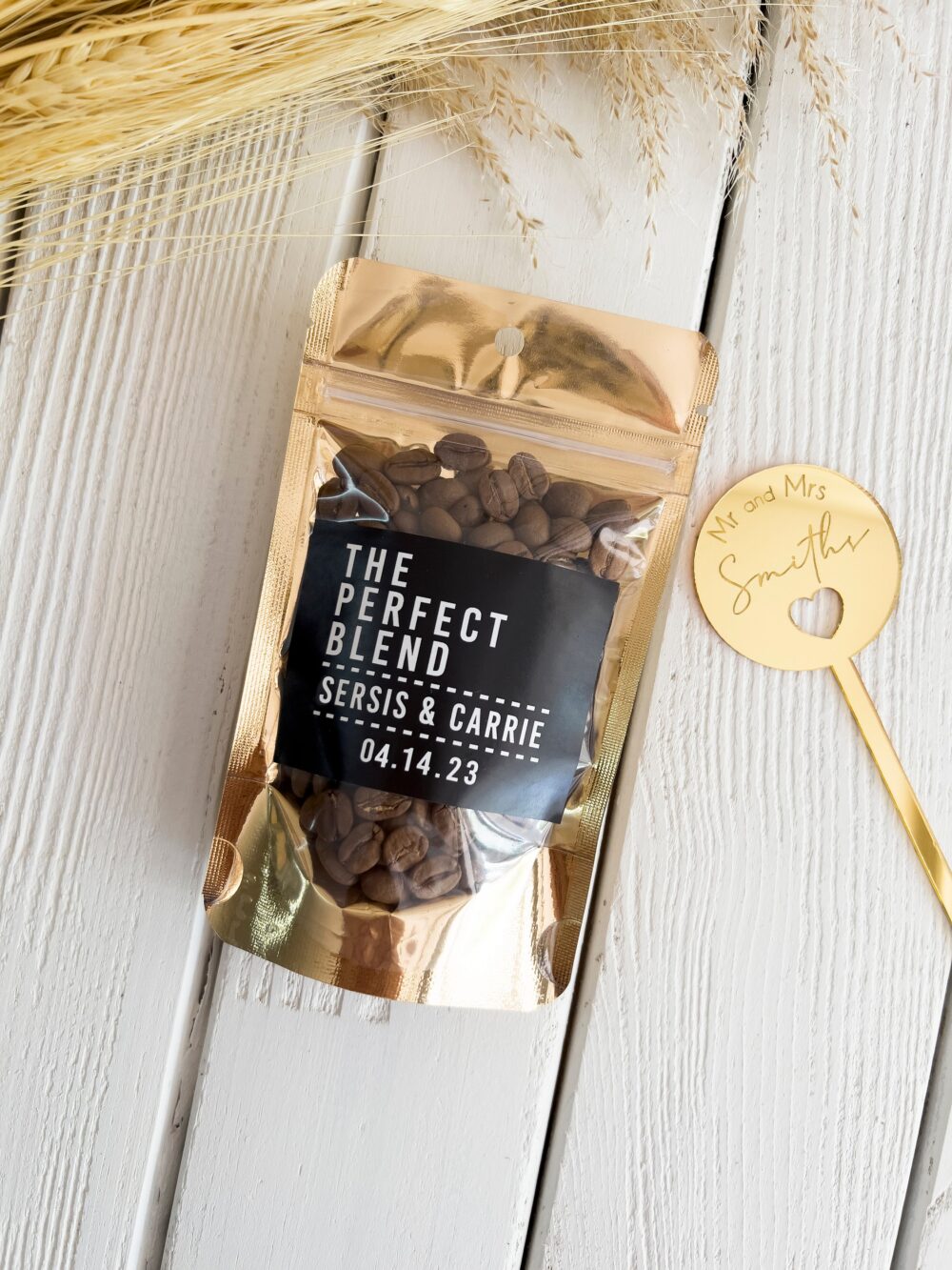 100 Pcs The Perfect Blend Coffee Wedding Favor Bags, Bridal Shower Favors, Favor, Resealable Pouch, Personalized