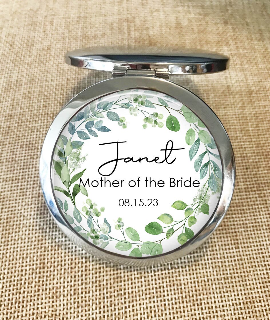Personalized Mother Of The Bride Compact Mirror, Groom Gift Mirror, Bride From Daughter, Mob Gift, Mog