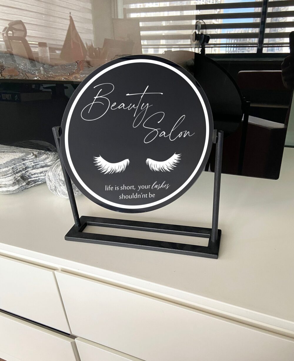 Makeup Acrylic Mirror, Dressing Table Mirror, Oval Logo Desing Hairdresser Sign Mirror