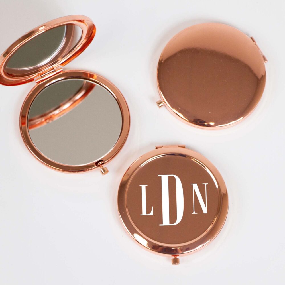 Rose Gold Compact Mirror Bridesmaid Gift Bachelorette Party Favors Pocket Personalized Fall Wedding