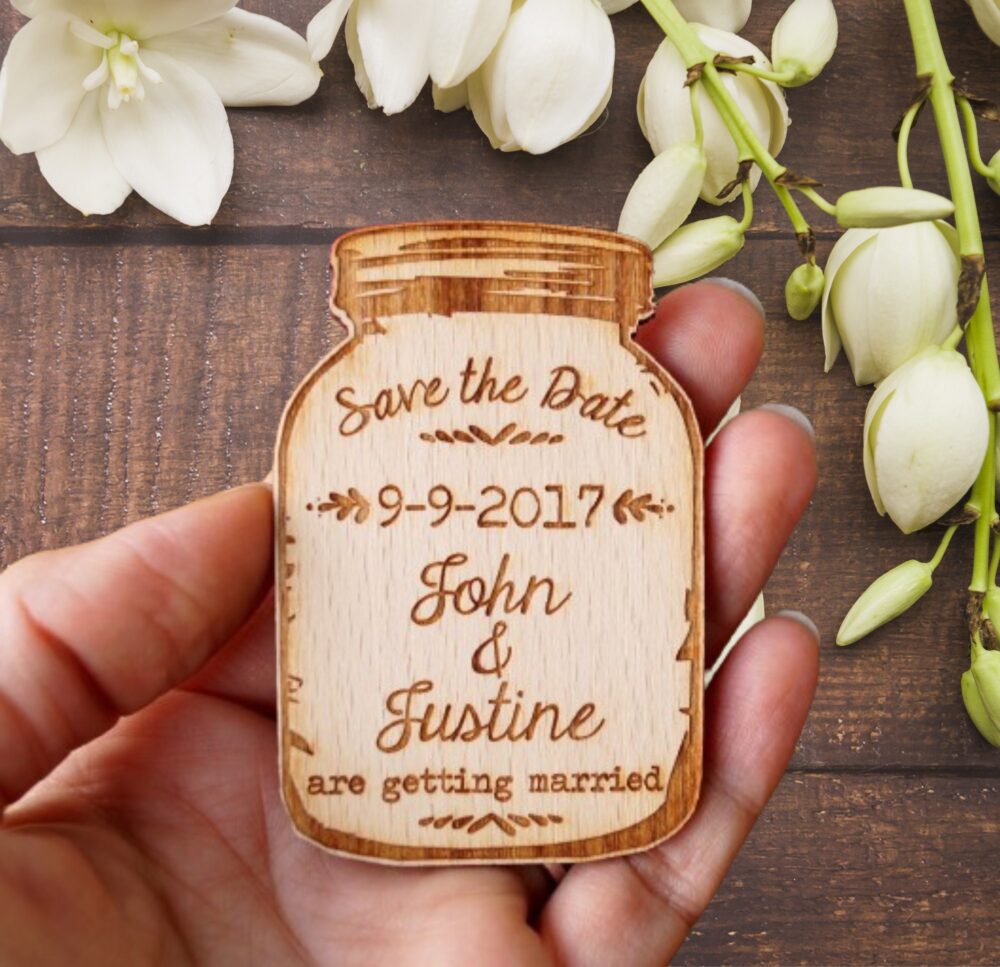 Mason Jar Magnets, Save The Date Magnet, Rustic Date, Dates, Wooden Magnet