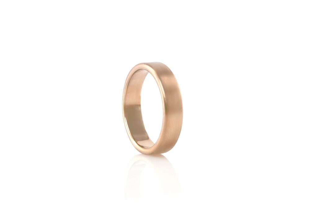 14K Rose Gold Band 5mm Pink Wedding Dainty Ring Jewelry Set Custom Engraving For Bands