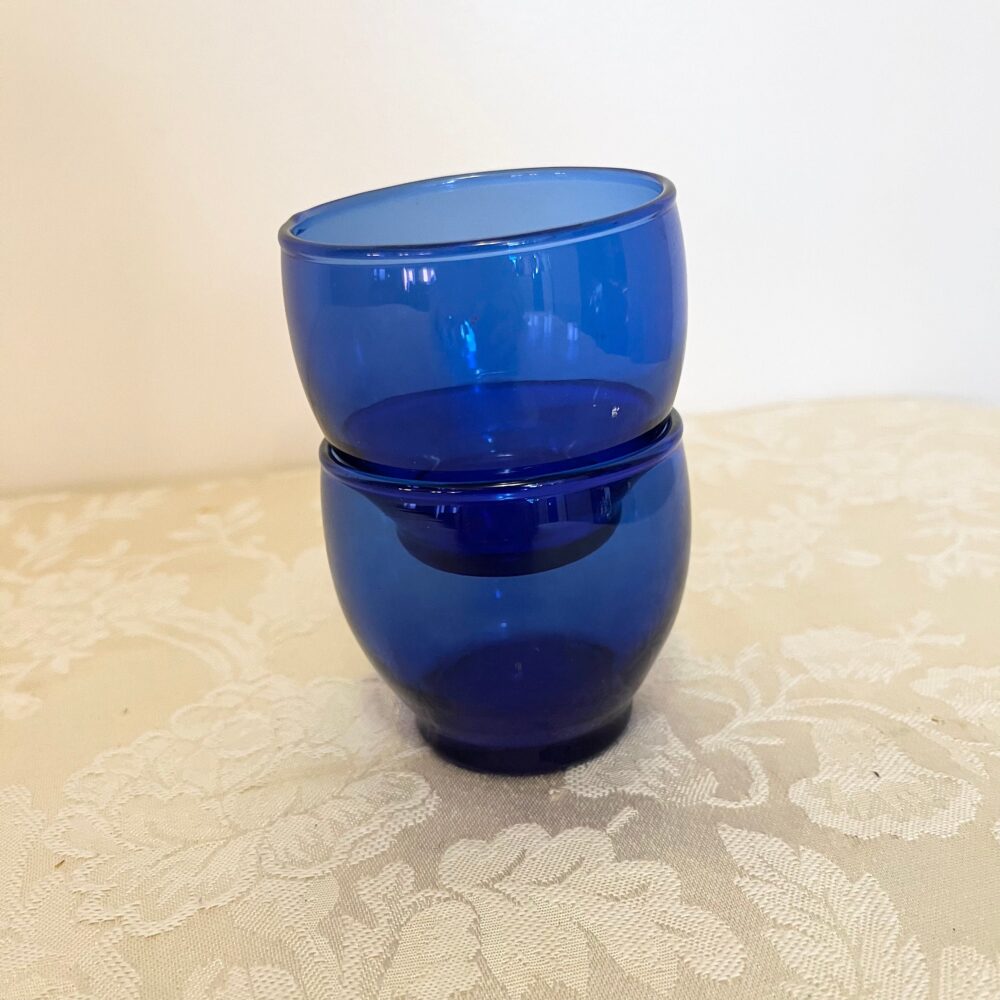 2 Solid Cobalt Glass Candle Tea Light Holders Decor Collection Set Of Two Bath Center Pieces